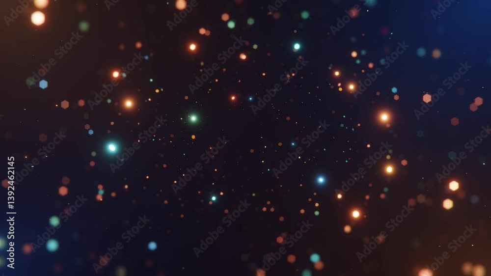 Abstract motion background shining gold particles. Shimmering Glittering Particles With Bokeh. Popular, modern, christmas, new year, holiday, wedding background,  2026. 4K loop video animation