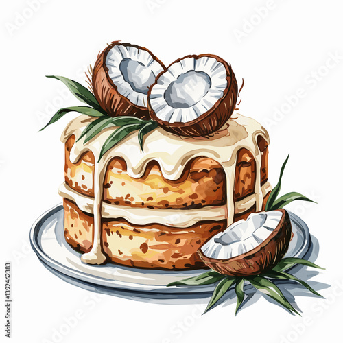 Southern Coconut Cake with Creamy Drizzle and Fresh Coconut