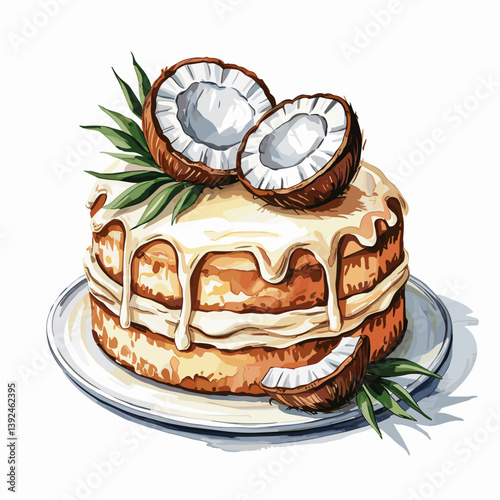 Southern Coconut Cake with Creamy Drizzle and Fresh Coconut