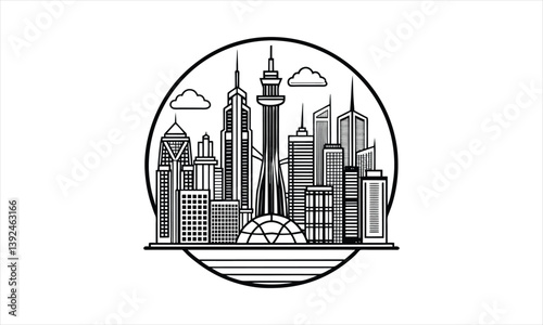 Circular City Skyline Modern Design