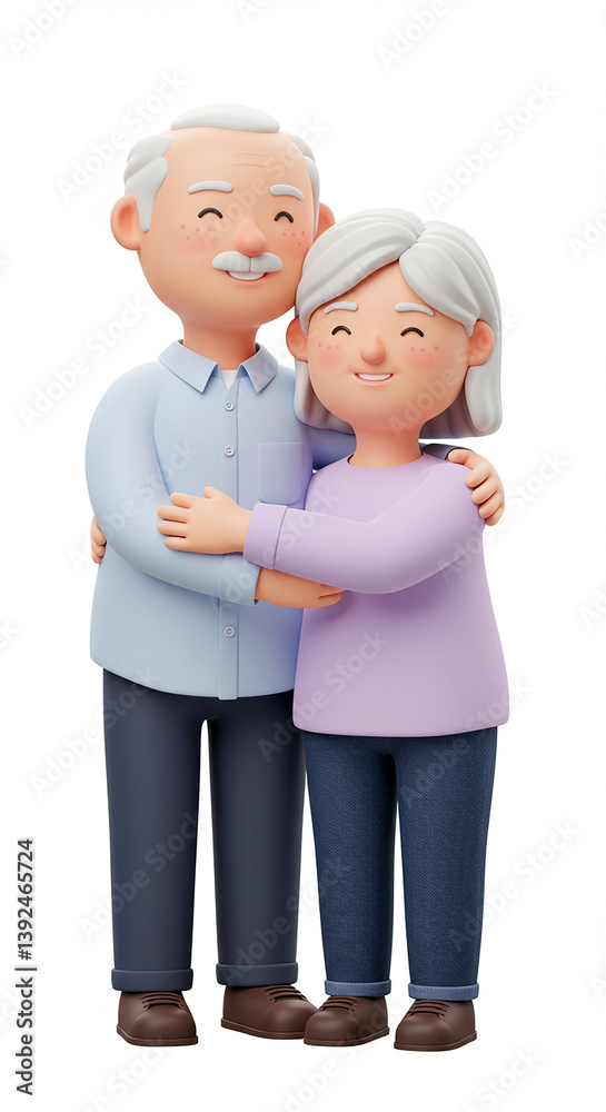 Cartoon elderly couple. Old man and woman. Senior people hugging and smiling. Pair of grandparents. Love and family illustration. Cartoon characters. Vector art. Cartoon elderly couple. Old man and woman. Senior people hugging and smiling. Pair of grandparents. Love and family illustration. Cartoon characters. Vector art.