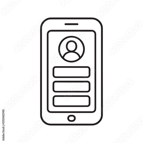 mobile login interface line art vector illustration