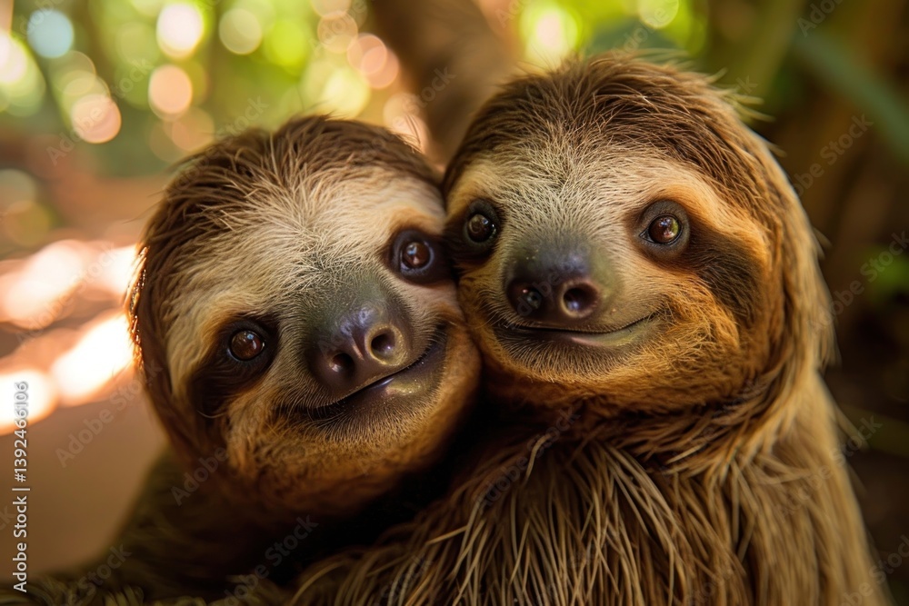 Obraz premium 2 sloths animal wildlife mammal.