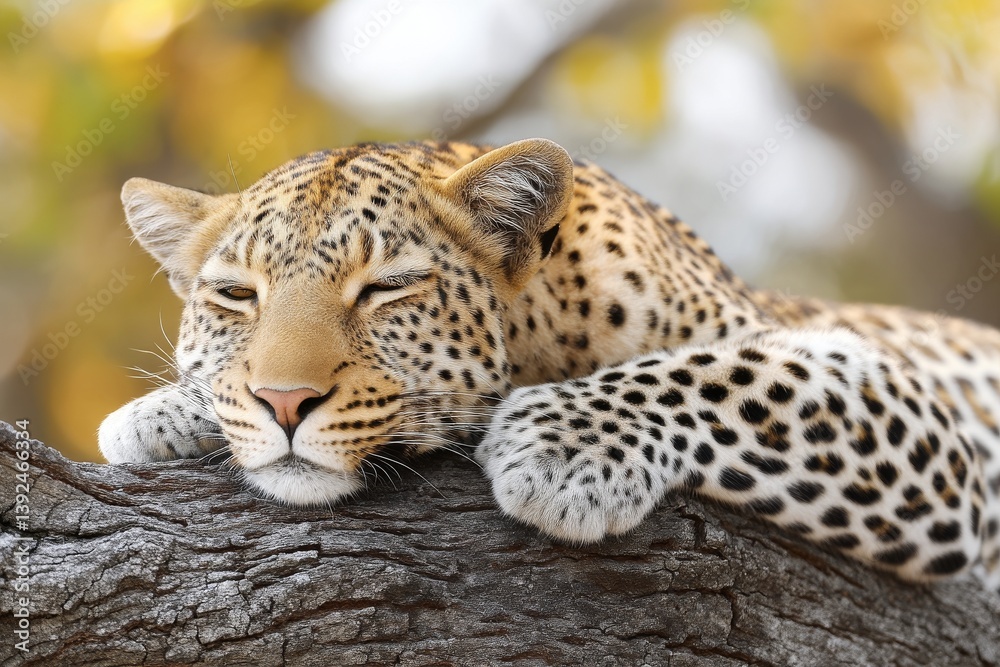 On a tree branch is a wild Sri Lankan leopard, identified as Panthera pardus kotiya, an image produced by generative ai On a tree branch is a wild Sri Lankan leopard, identified as Panthera pardus kotiya, an image produced by generative ai