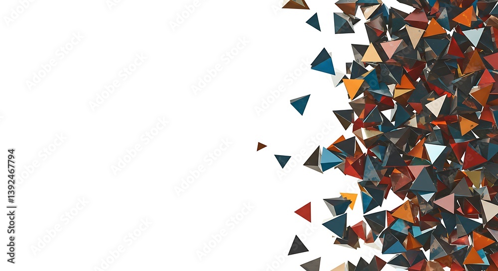 Obraz premium Abstract Geometric 3D Render: Tetrahedral Cascade AI Generated