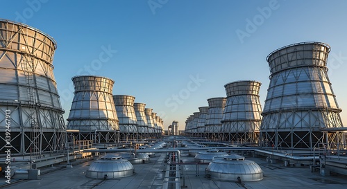 The industrial cooling tower air conditioner is a water cooling tower air chiller HVAC for large industrial buildings to manage the air system.

