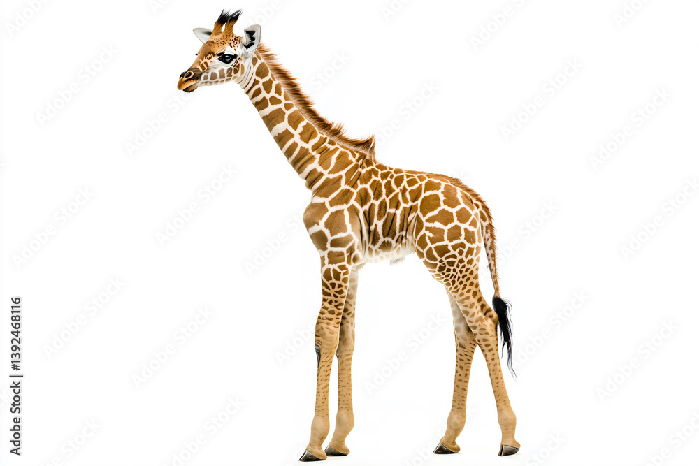 Fototapeta premium a giraffe standing in front of a white background