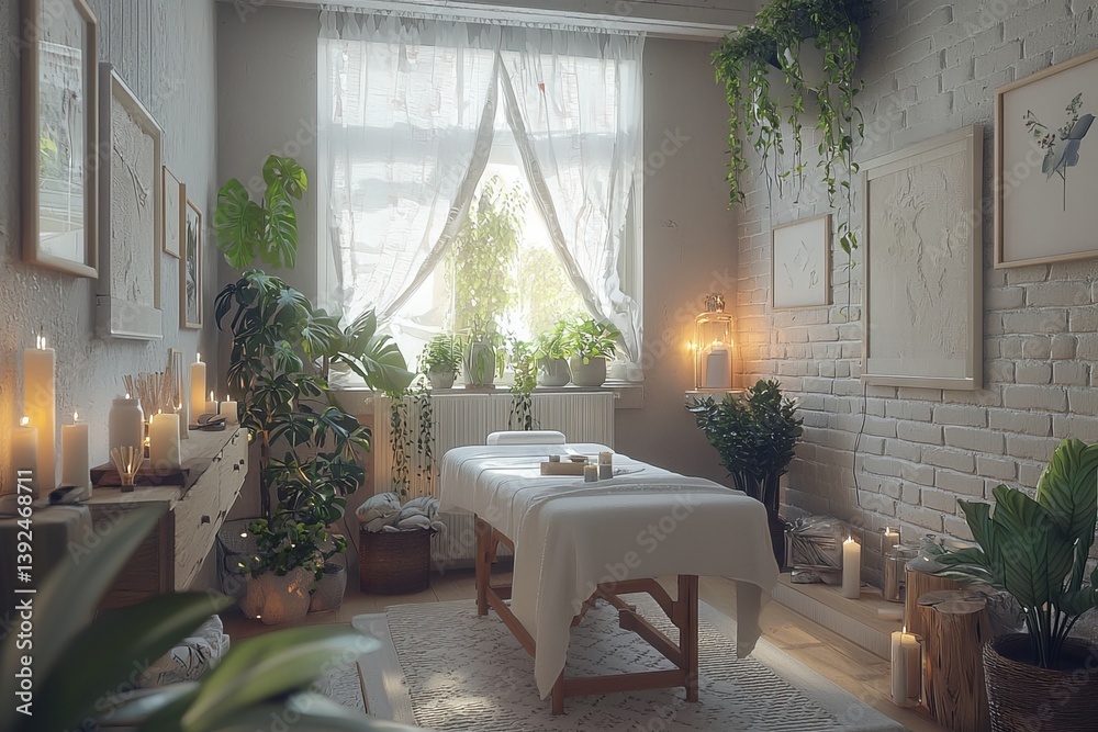 Fototapeta premium Incorporating aromatherapy into its atmosphere, Beauty Salon Aromatherapy offers a tranquil experience for patrons