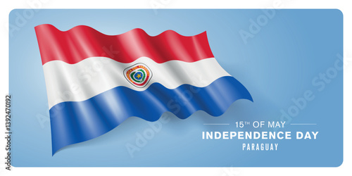 Paraguay independence day vector banner, greeting card.