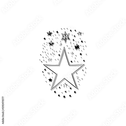 Doodle Starry Ensemble: A whimsical celestial pattern for decorative designs