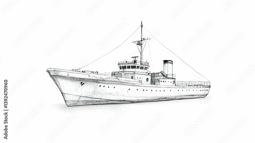 Naklejka premium drawing of the ship illustration
