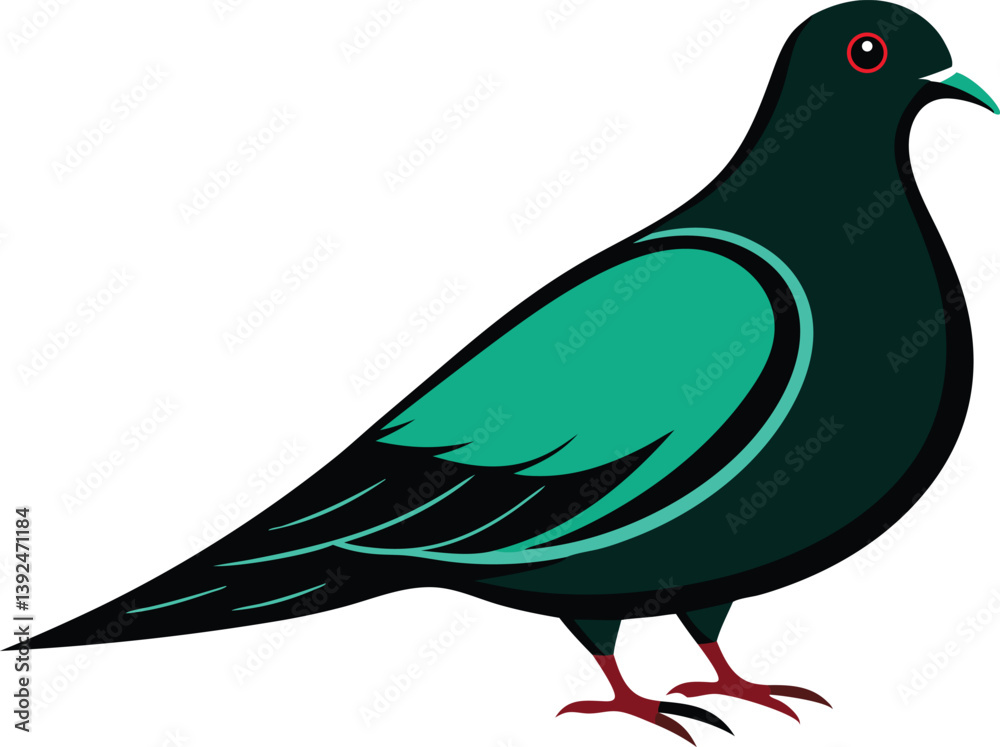 Fototapeta premium Beautiful Emerald Dove bird silhouette black color vector illustration