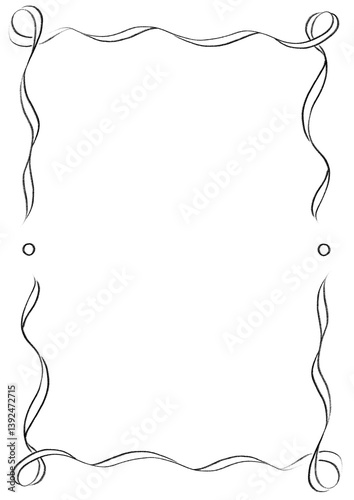 Fotografie White & Black Wavy Ribbon Frame with Dots wedding menu invitation transparent bo