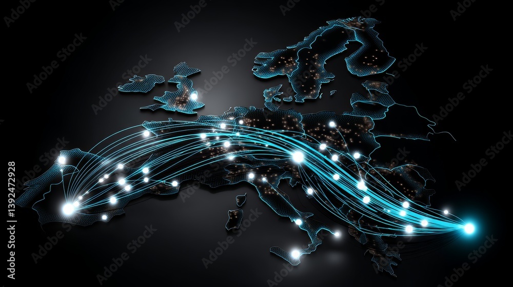 Obraz premium Internet business relies on communication technology, which encompasses the global world network, telecommunication, and emerging concepts like cryptocurrency, blockchain, and IoT