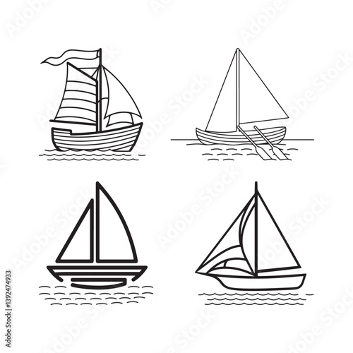 Boat icon set vector illustration.
