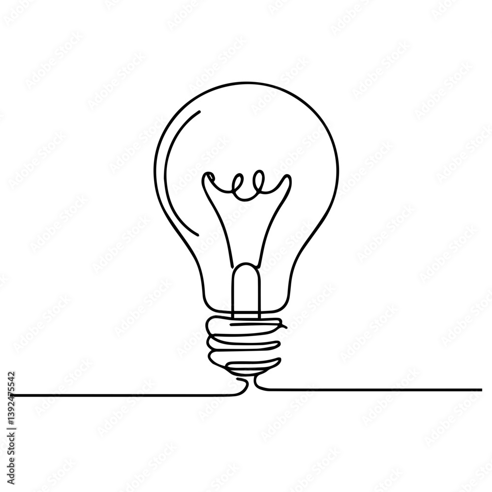 Light bulb illustration in minimalistic black and white style Light bulb illustration in minimalistic black and white style