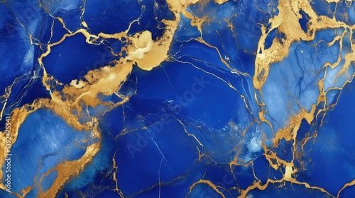Blue and gold marble texture with intricate patterns and stunning details displayed in a natural stone formation