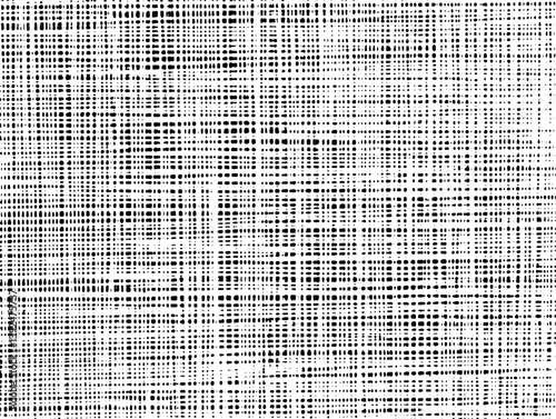 Woven fabric vector texture. Black and white grunge crosshatch background.
