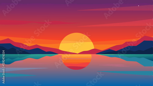 sunset over the lake