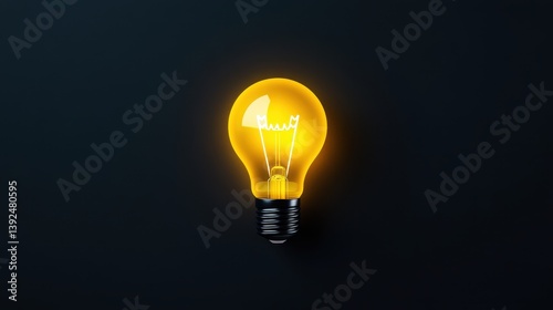 A glowing light bulb isolated on a dark background symbolizes creativity, innovation, and the power of ideas to illuminate our thoughts and technologies.