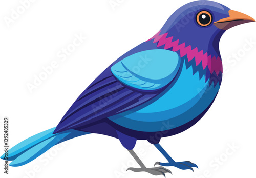 Beautiful Sapphire Cotinga bird vector illustration