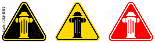 set Attention fire hydrant Symbols danger and safety signs design template vector illustration