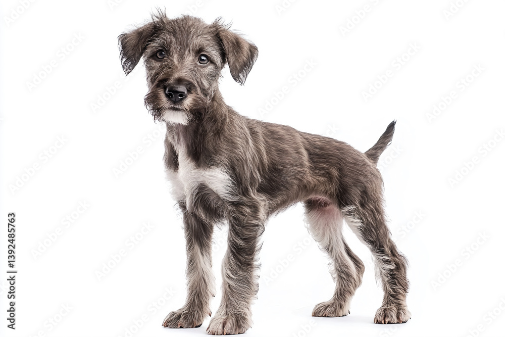 a small dog standing on a white surface a small dog standing on a white surface