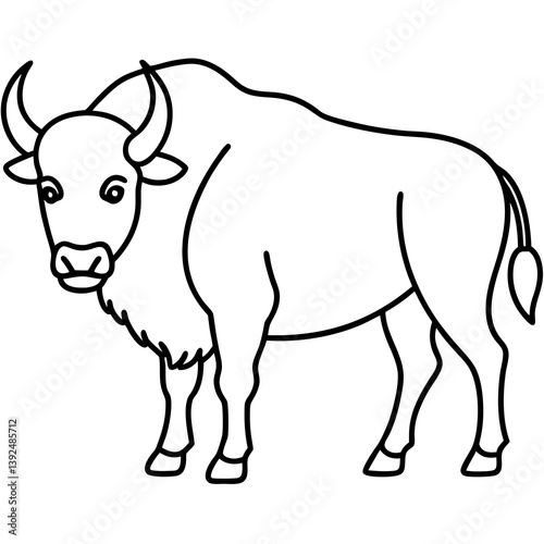 Bison Outline Illustration Vector Art