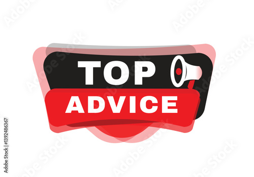 Top advice banner message for announce advertising template or business concept design icon. Modern banner isolated.