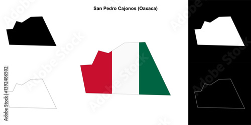 San Pedro Cajonos municipality (Oaxaca) outline map set