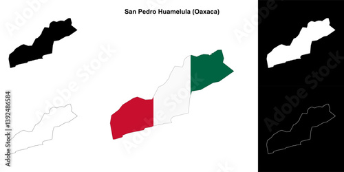 San Pedro Huamelula municipality (Oaxaca) outline map set