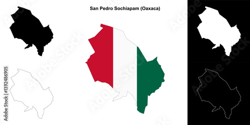 San Pedro Sochiapam municipality (Oaxaca) outline map set