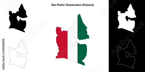 San Pedro Teozacoalco municipality (Oaxaca) outline map set