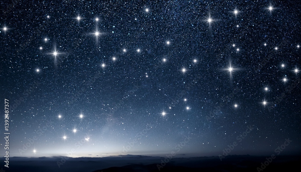 Obraz premium sparkling dark night sky with stars background with flickering white particle lights