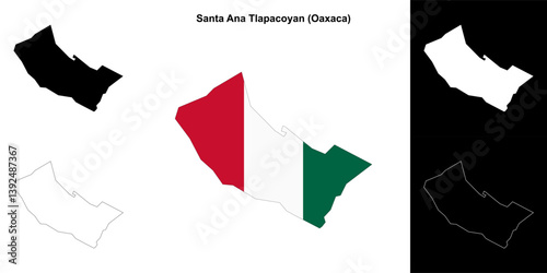 Santa Ana Tlapacoyan municipality (Oaxaca) outline map set