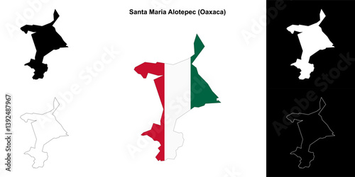 Santa Maria Alotepec municipality (Oaxaca) outline map set