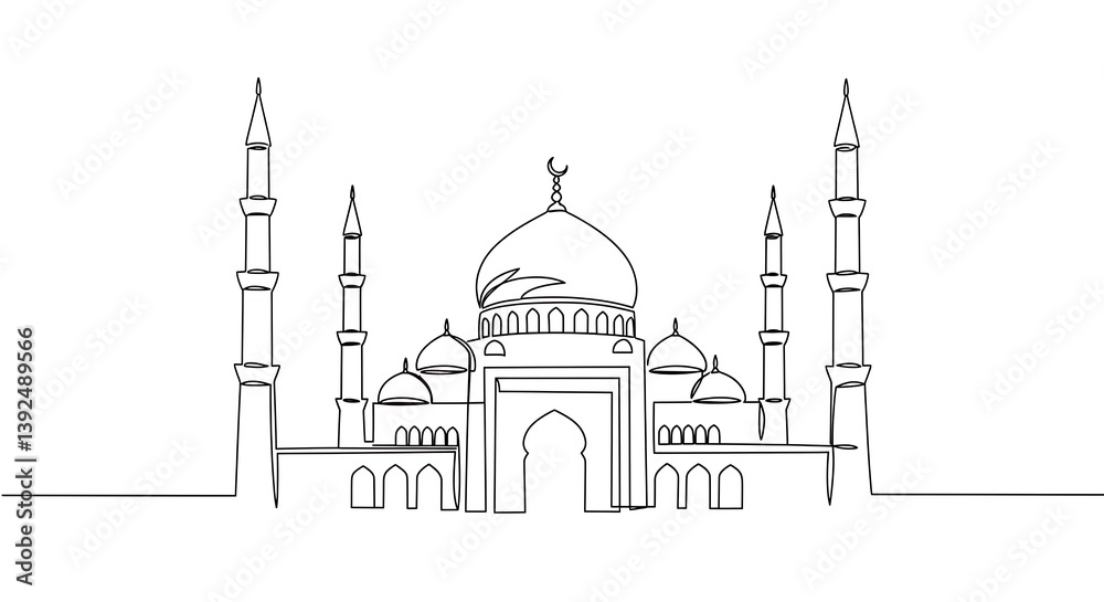 Fototapeta premium Mosque in a Single Line AI Generated