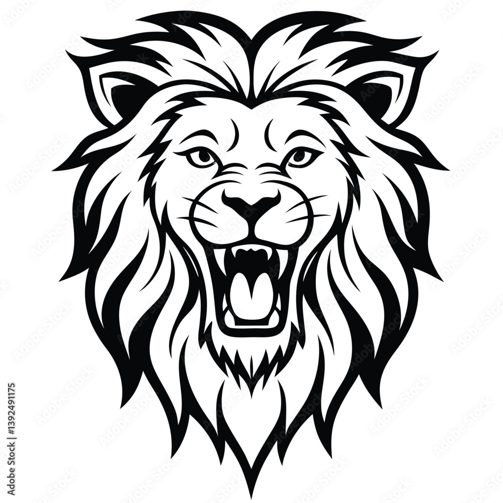 Fototapeta premium Lion Head Line Art Vector Illustration