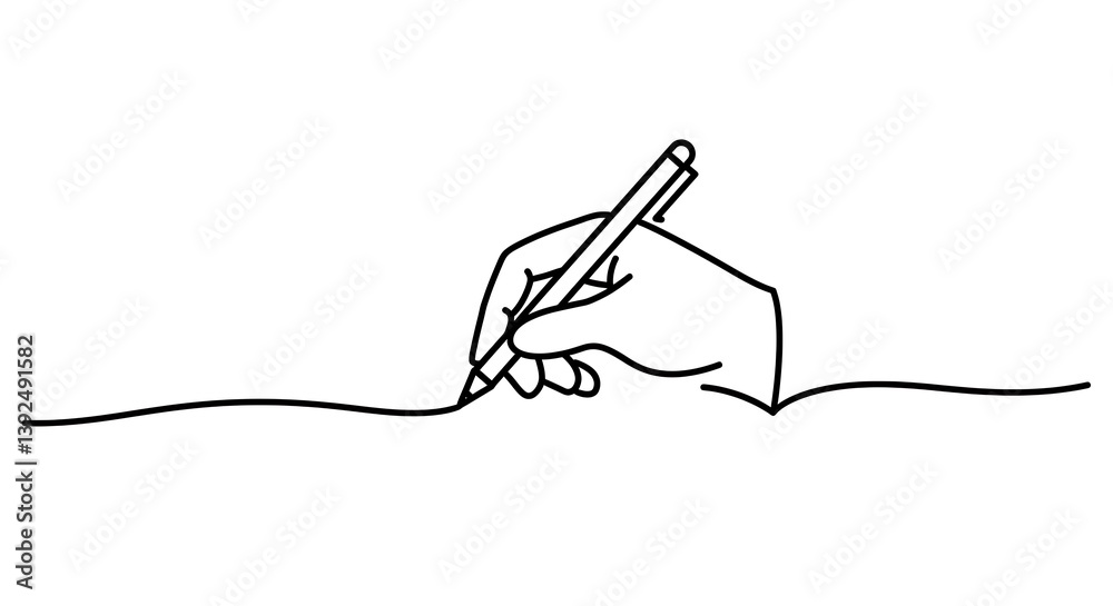 Obraz premium One-Line Scribble: A Hand's Continuous Creation AI Generated