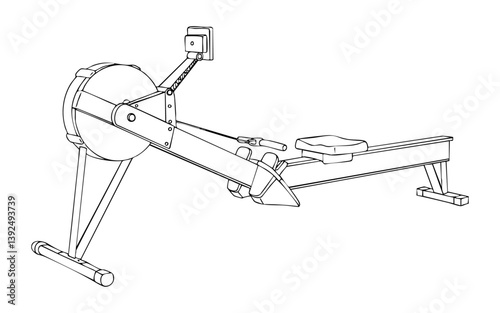 Rowing Machine Detailed Technical Drawing
