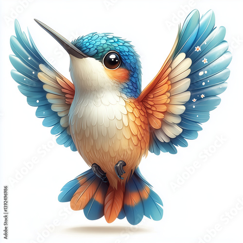 Cute Cartoon Hummingbird Character Soft Pastel Colors Generative AI