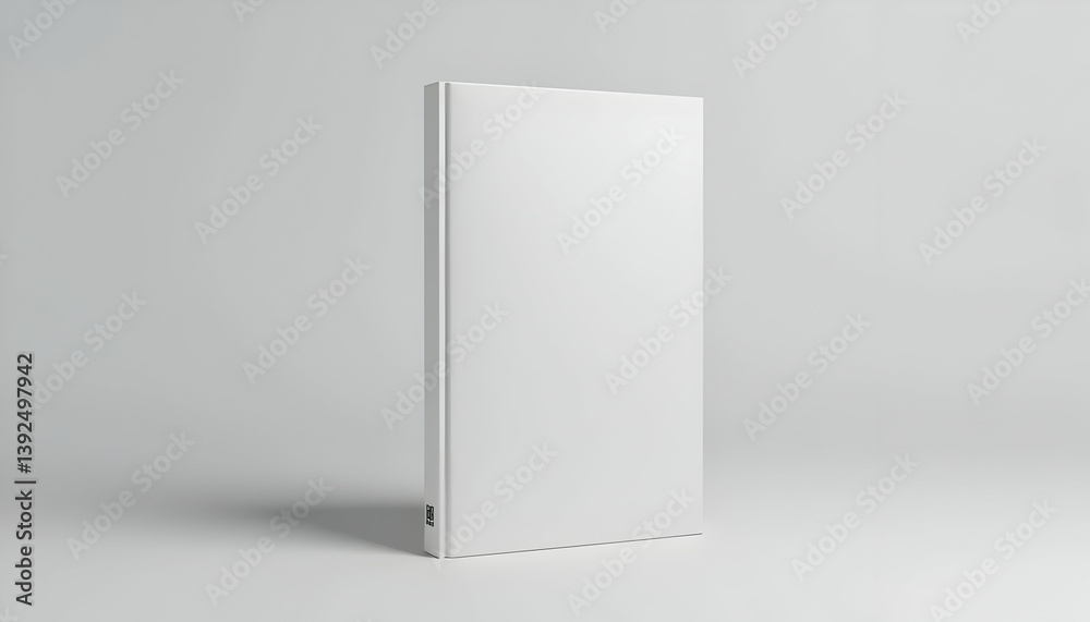 Blank White Book Standing Upright on a White Surface Mockup Blank White Book Standing Upright on a White Surface Mockup
