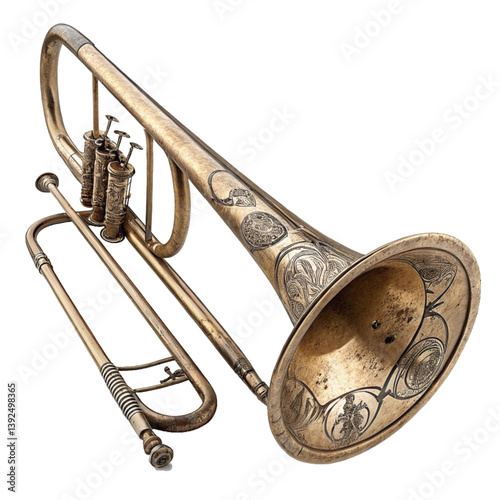 Brass Trombone with Decorative Baroque Detailing