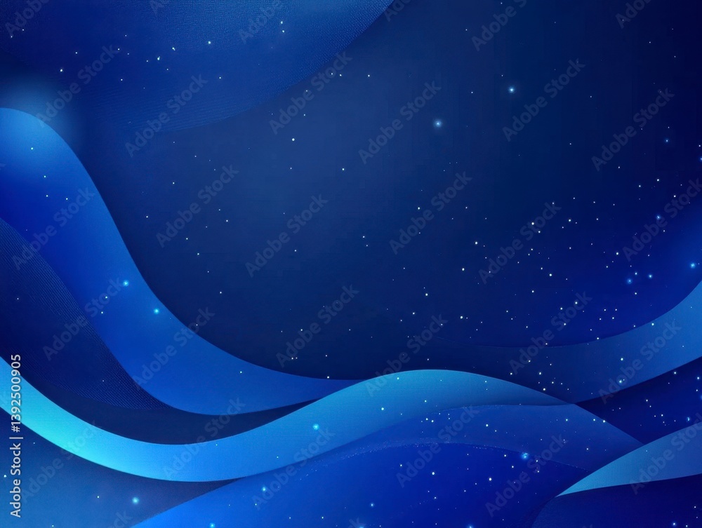 Fototapeta premium Serene Blue Abstract Background with Soft Waves and Stars