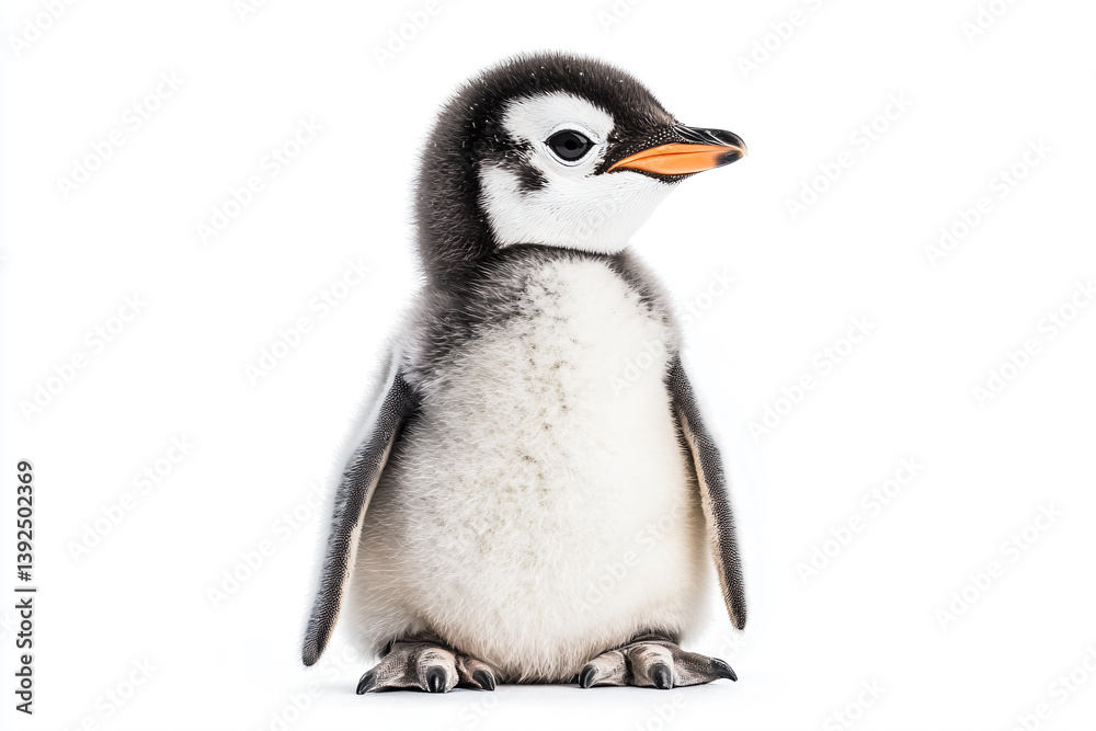 Fototapeta premium a penguin is standing on a white surface