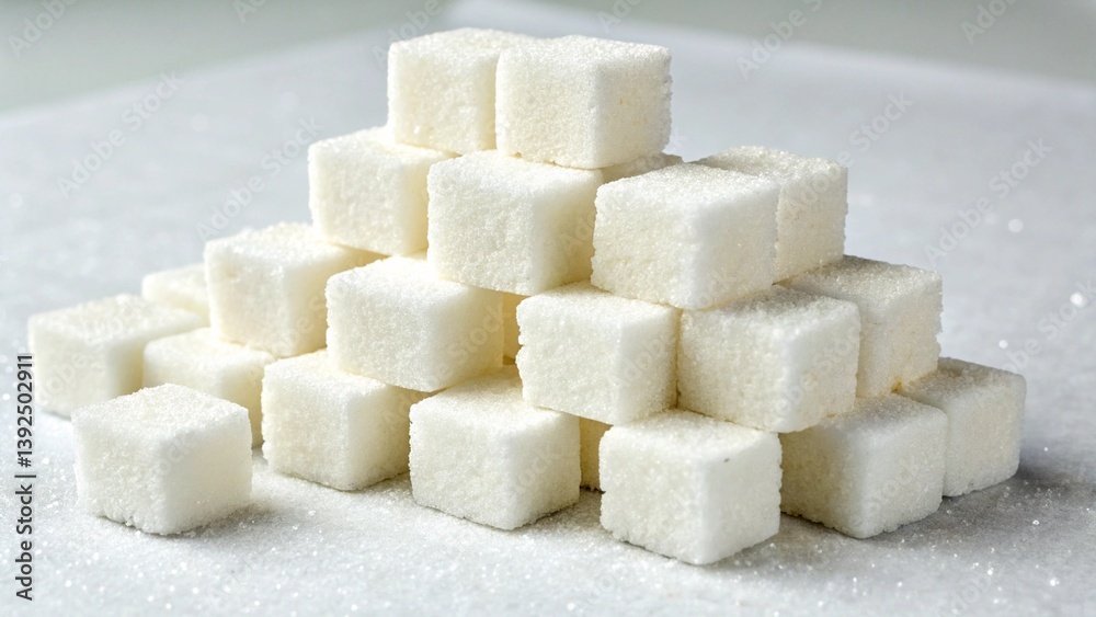 White sugar cubes stacked and isolated on transparent or white background White sugar cubes stacked and isolated on transparent or white background