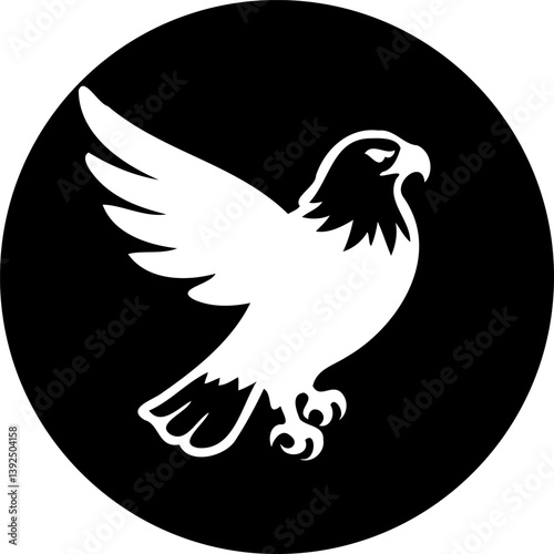 Photos Striking monochrome emblem displaying soaring eagle silhouette in stark contrast