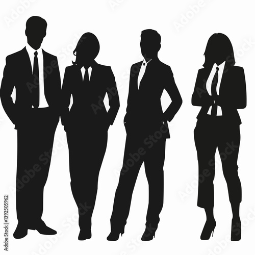 Business group silhouette in black and white