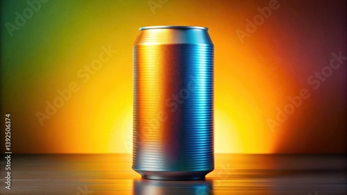 Aluminum can with bold and striking branding elements, set against a contrasting background, highlighting the product's distinctiveness and visual impact , background, packaging