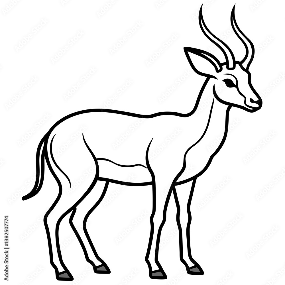 Fototapeta premium One-Line Antelope Vector Illustration